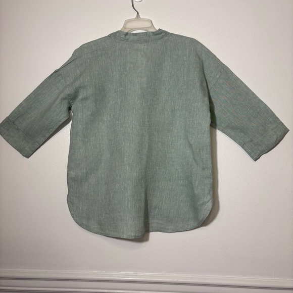 NWT J.Jill Pure Jill 100% Linen 3 Button Front Tunic Blouse Sage Green Sz MP - Picture 5 of 14
